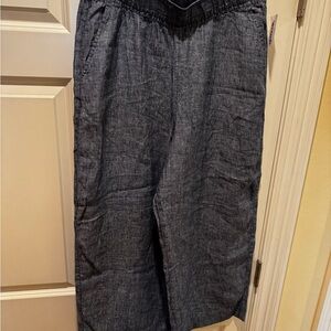 New With Tags, Tahari Women's XL  Linen pants in chambray dark blue linen